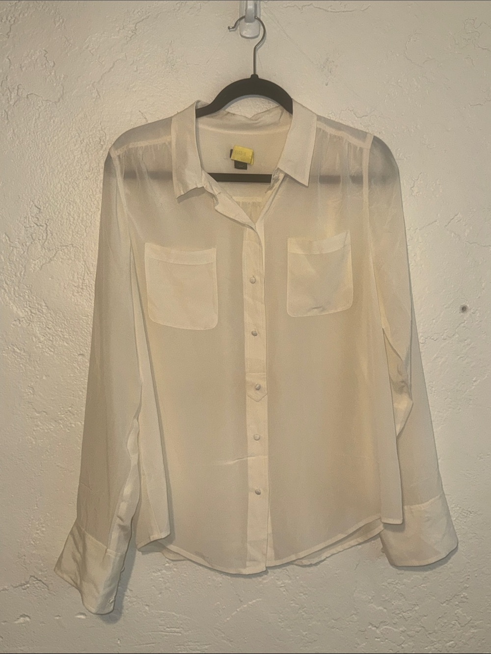 J Crew Classic White Sheer Button-Up Shirt